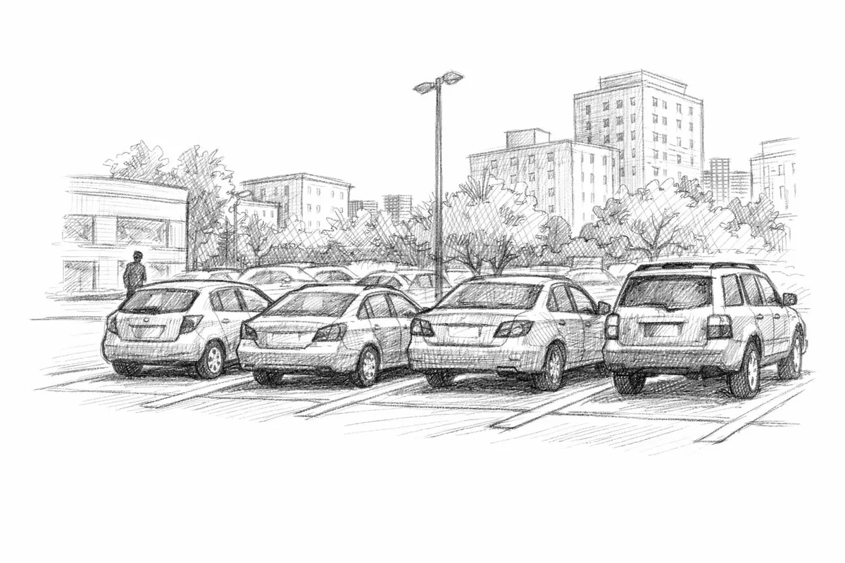 Illustrasjon av parkeringsplasser i byområde