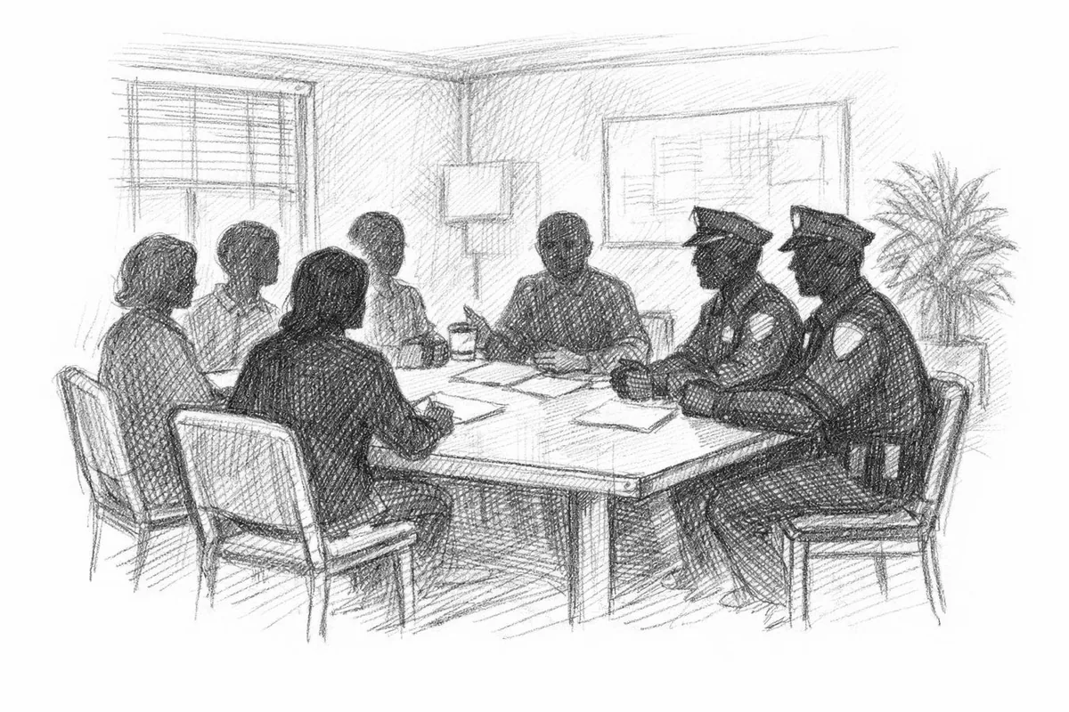 Samarbeid mellom politi og kommune for trygghet, anonyme figurer