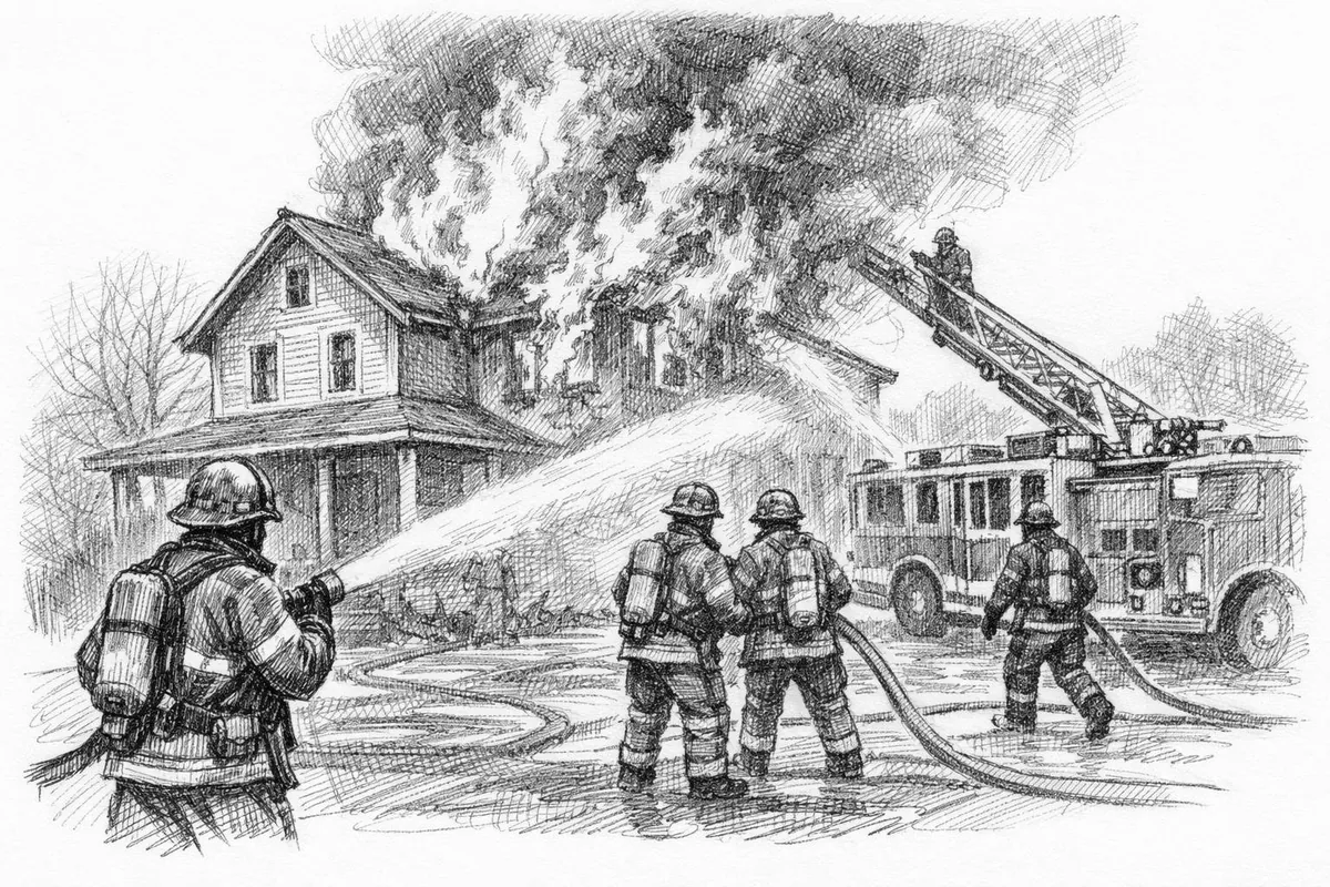 Brannvesenet slukker boligbrann