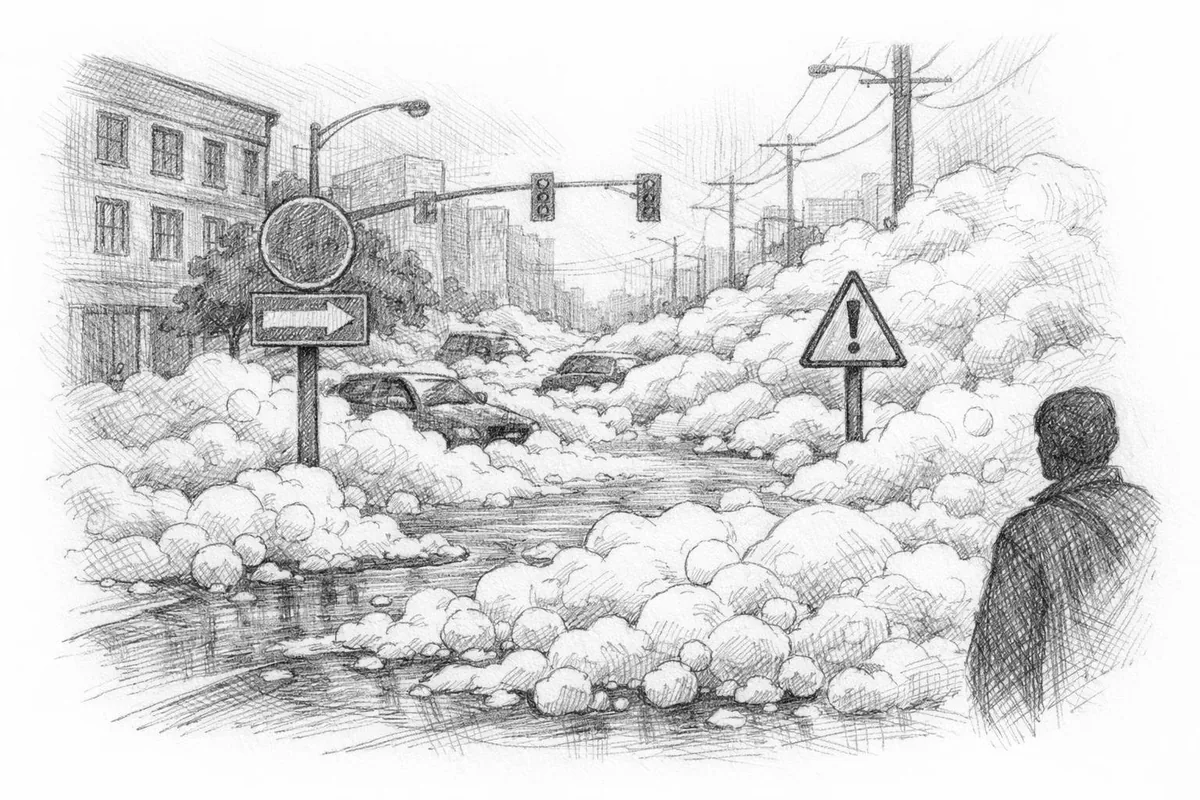 Skum som sprer seg over en bygate